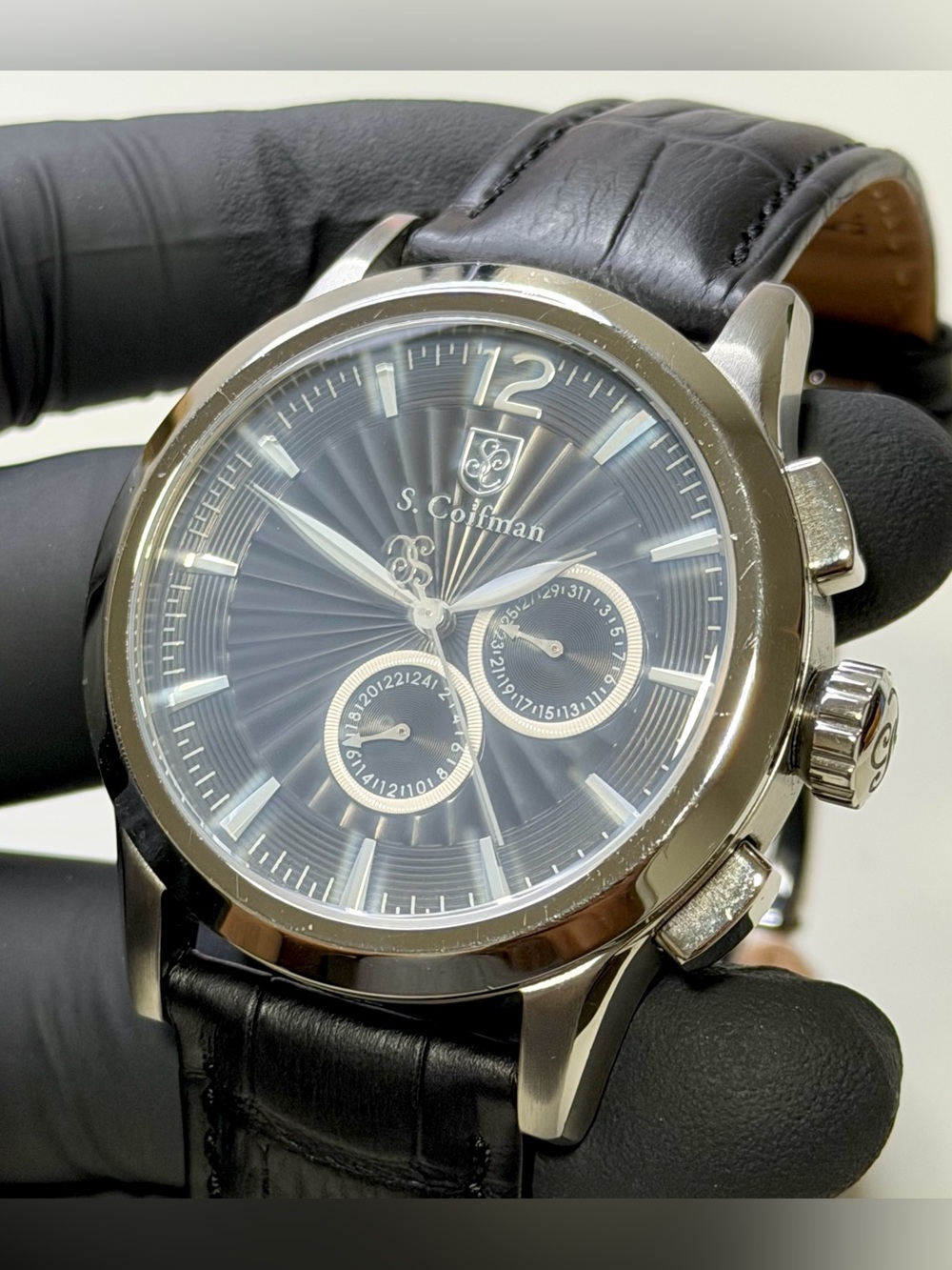 S. Coifman Heritage By Invicta SC0261 Calendar Black Guilloché Dial 43mm Watch